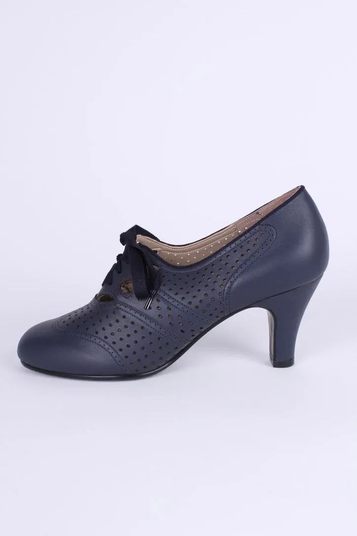 1930s everyday oxford high heel shoes - Marine Blue - Marie
