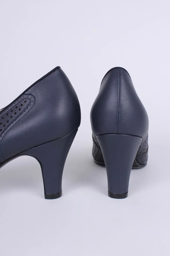 1930s everyday oxford high heel shoes - Marine Blue - Marie