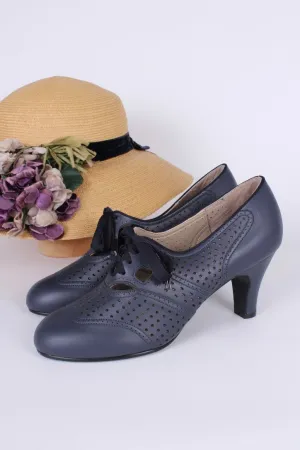 1930s everyday oxford high heel shoes - Marine Blue - Marie