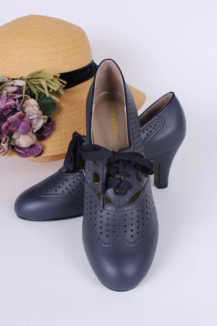 1930s everyday oxford high heel shoes - Marine Blue - Marie