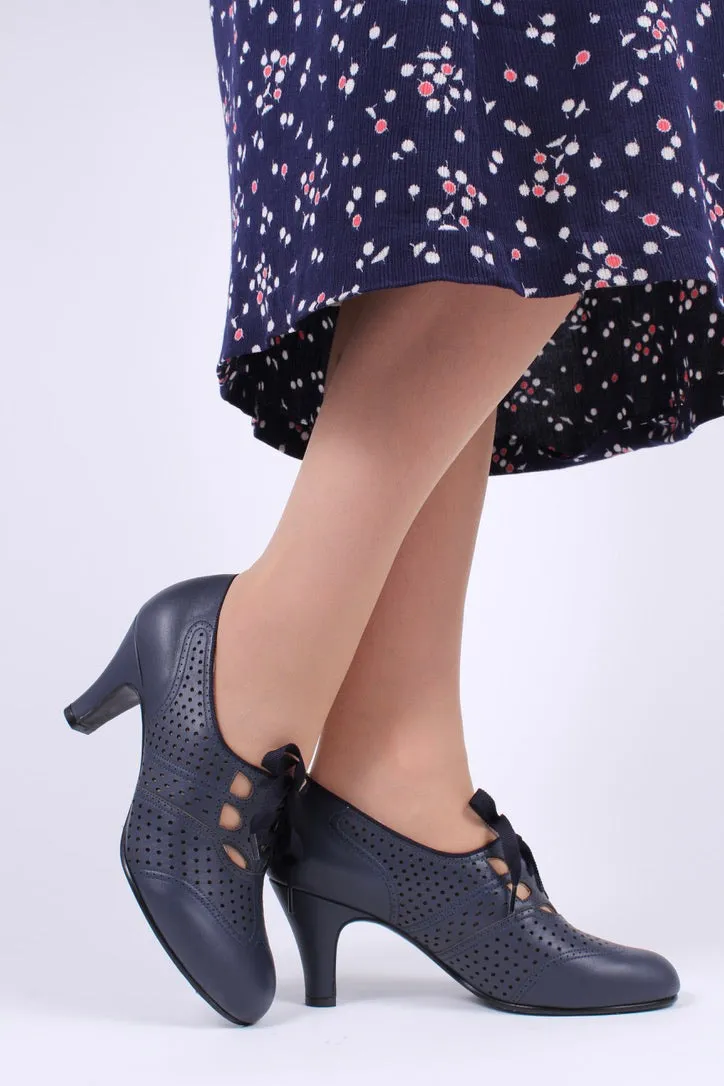 1930s everyday oxford high heel shoes - Marine Blue - Marie