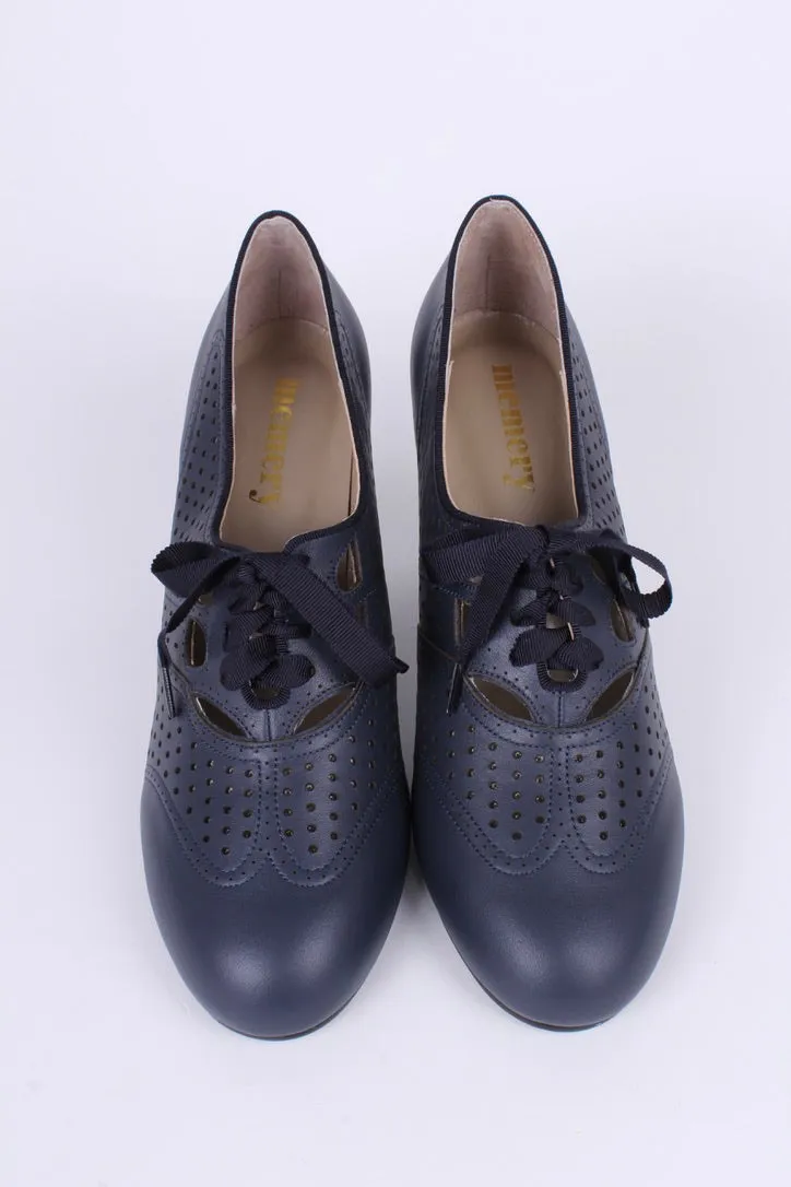 1930s everyday oxford high heel shoes - Marine Blue - Marie