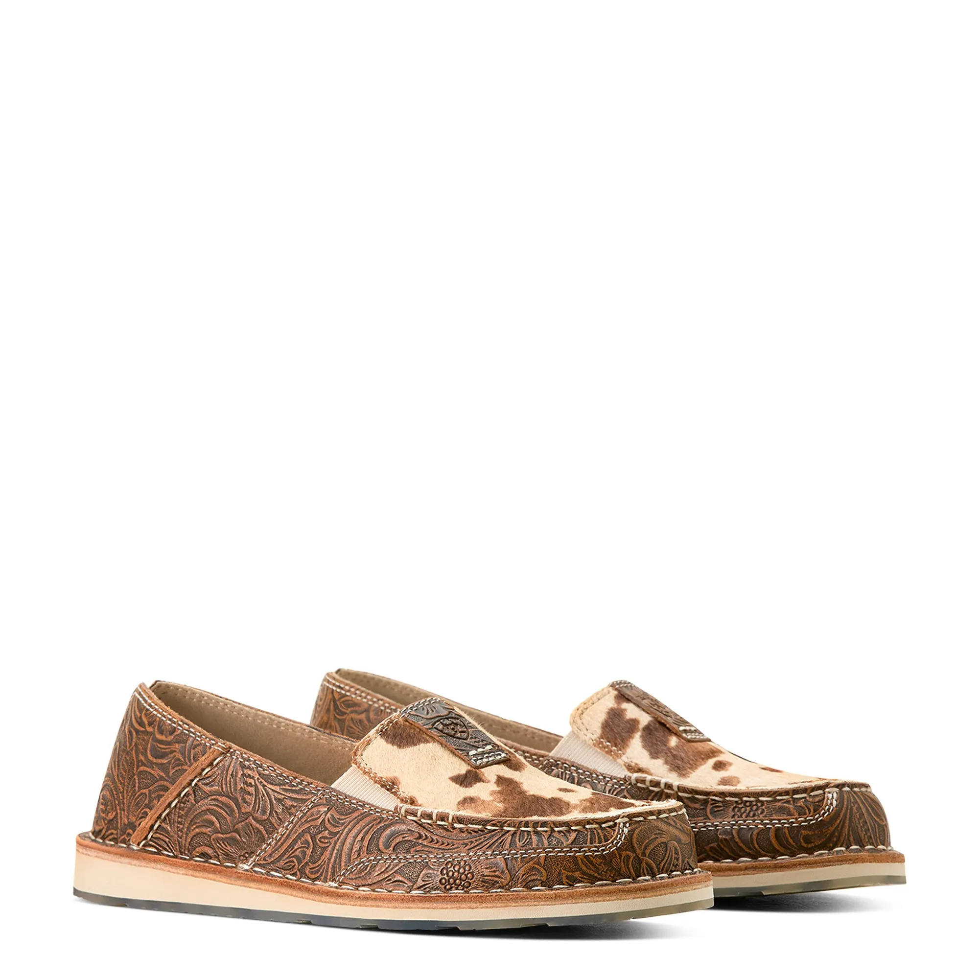Ariat Cruiser Slip On Shoe [Tan Floral Emboss Brindle Hair on Hide] ✙ON SALE NOW✙