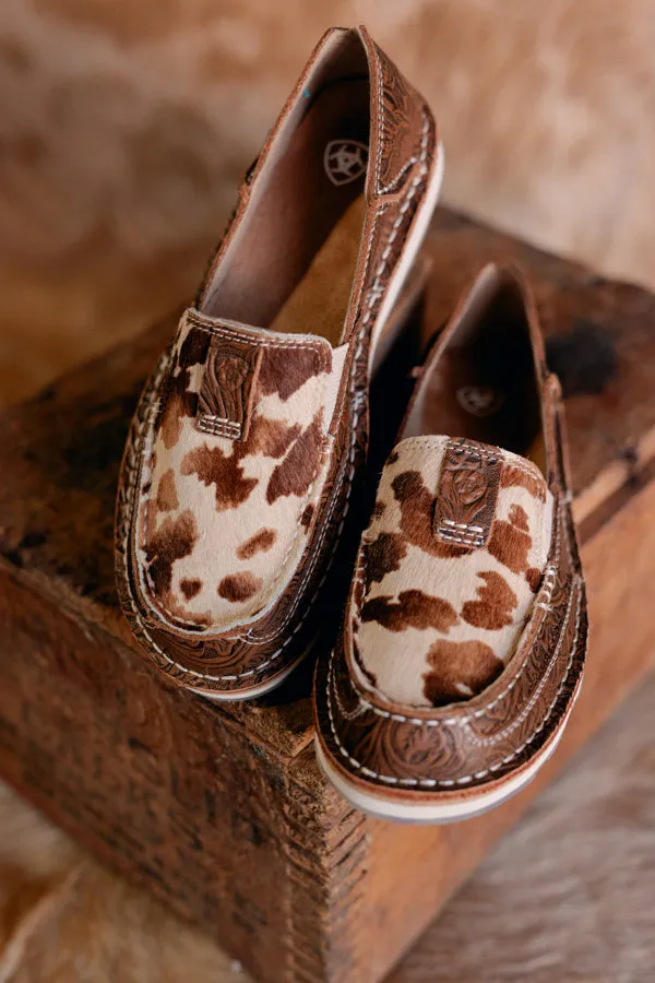 Ariat Cruiser Slip On Shoe [Tan Floral Emboss Brindle Hair on Hide] ✙ON SALE NOW✙