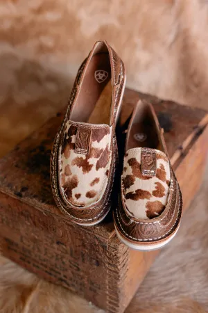 Ariat Cruiser Slip On Shoe [Tan Floral Emboss Brindle Hair on Hide] ✙ON SALE NOW✙