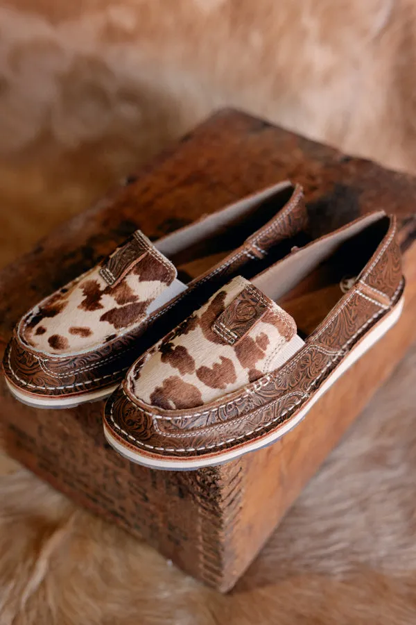 Ariat Cruiser Slip On Shoe [Tan Floral Emboss Brindle Hair on Hide] ✙ON SALE NOW✙