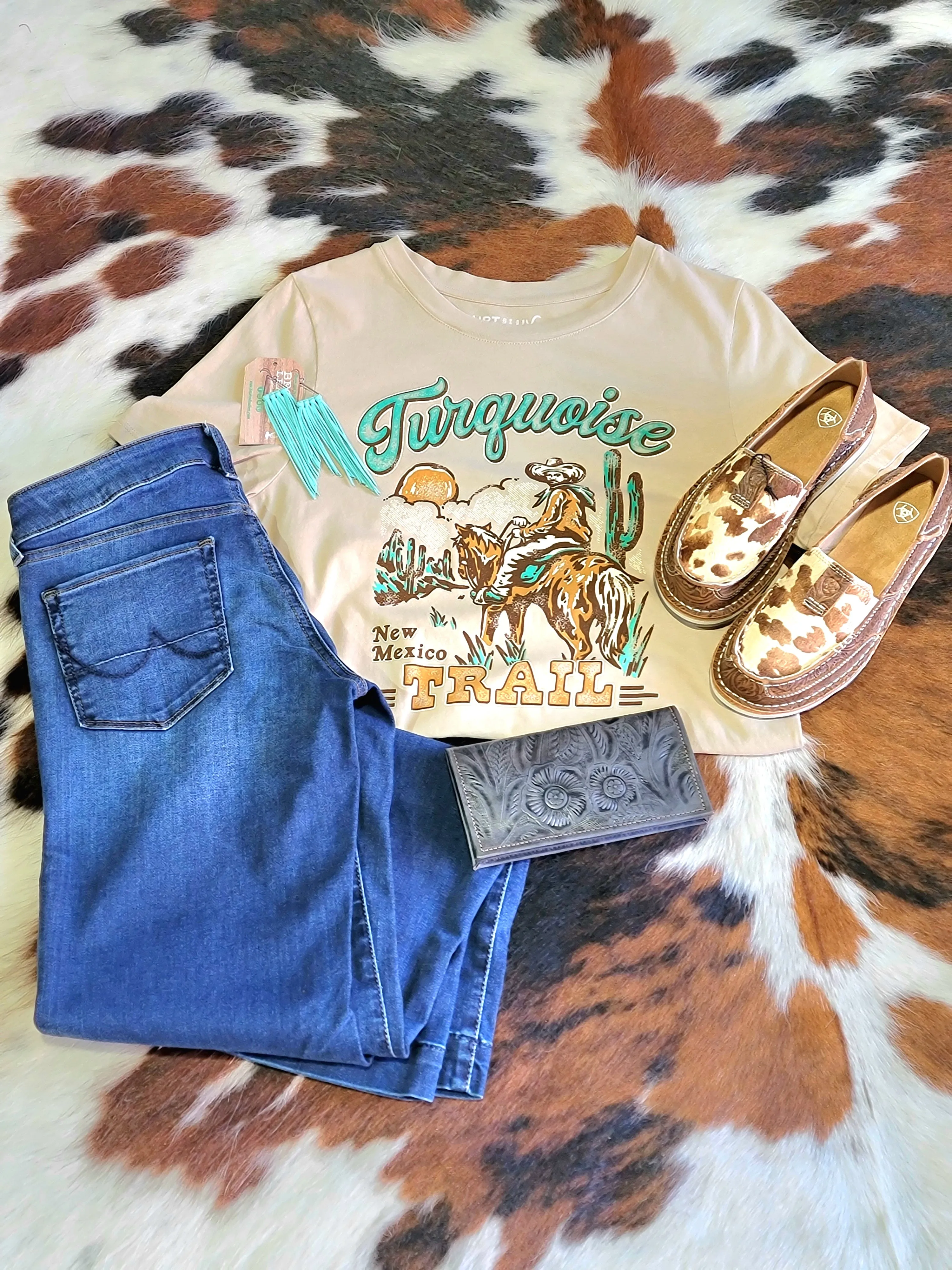 Ariat Cruiser Slip On Shoe [Tan Floral Emboss Brindle Hair on Hide] ✙ON SALE NOW✙