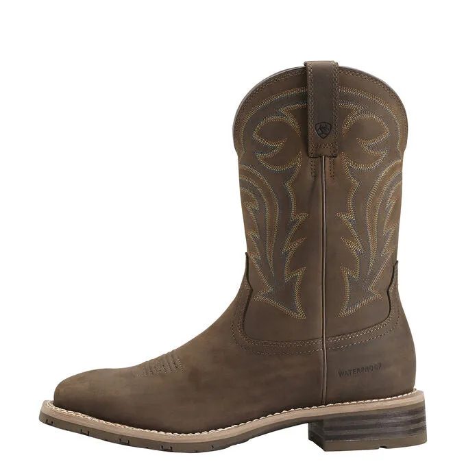 ARIAT HYBRID RANCHER WATERPROOF WESTERN BOOT-OILY DISTRESSED BROWN