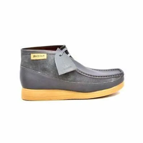 British Walkers New Castle Wallabee Boots Men's Gray Leather and Suede