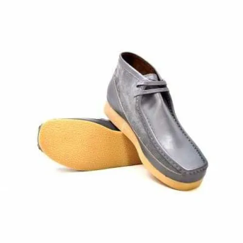 British Walkers New Castle Wallabee Boots Men's Gray Leather and Suede