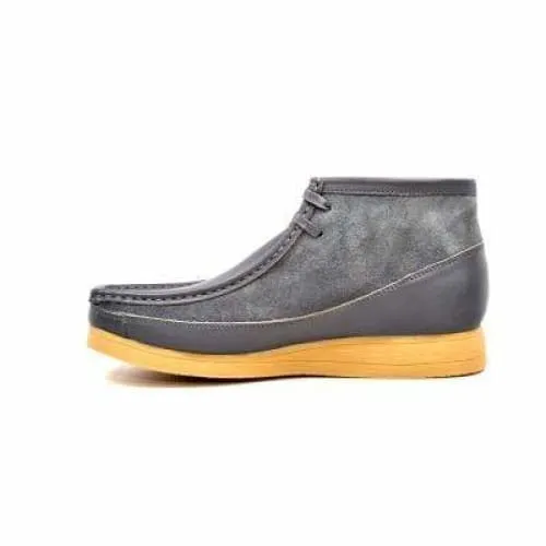 British Walkers New Castle Wallabee Boots Men's Gray Leather and Suede