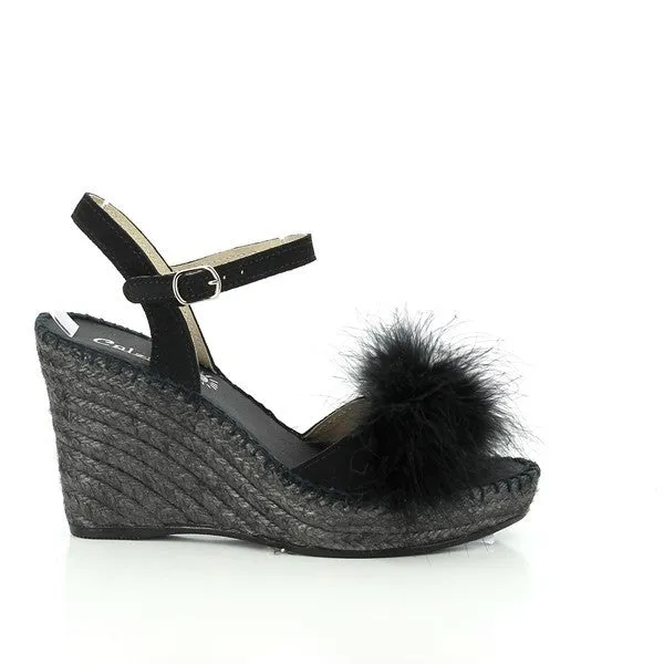 Calzanor 2213 Marabu Black Slingback Espadrilles