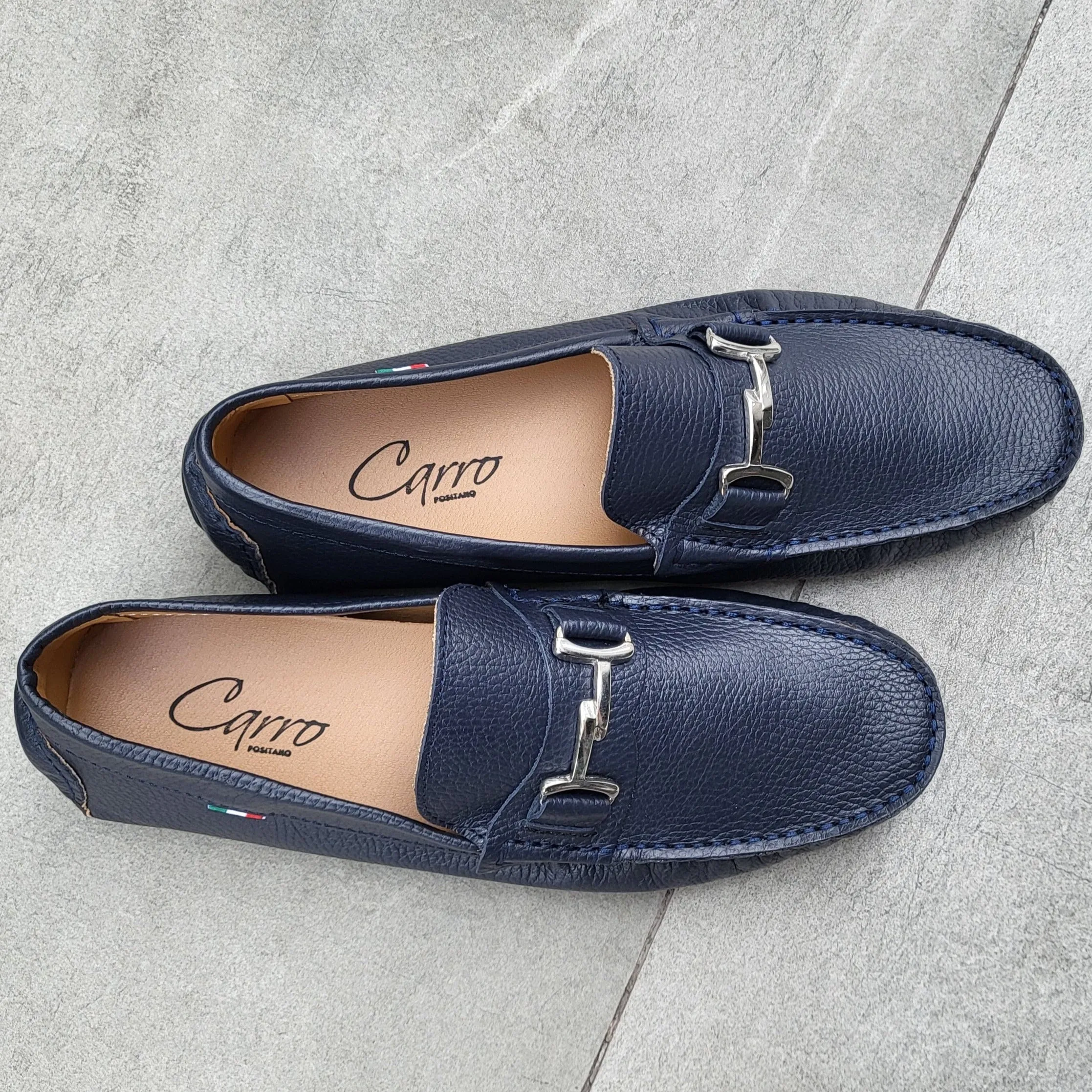 Carro Positano Mens Premium Italian handmade Leather Chain loafers