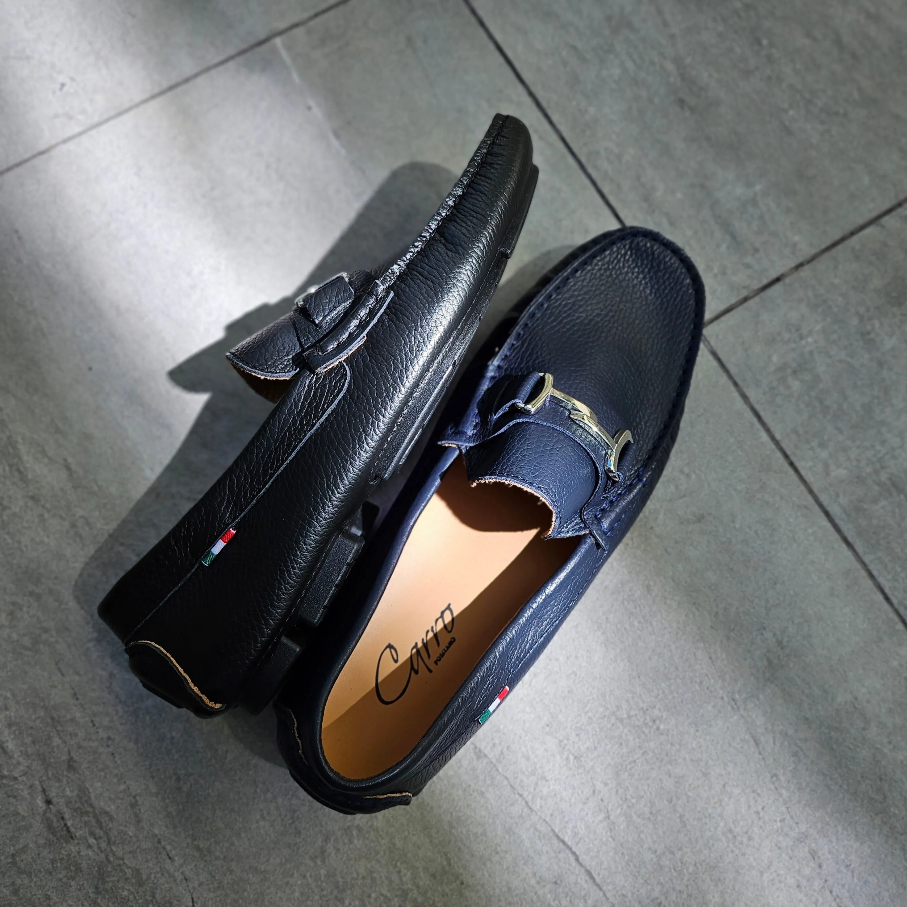 Carro Positano Mens Premium Italian handmade Leather Chain loafers
