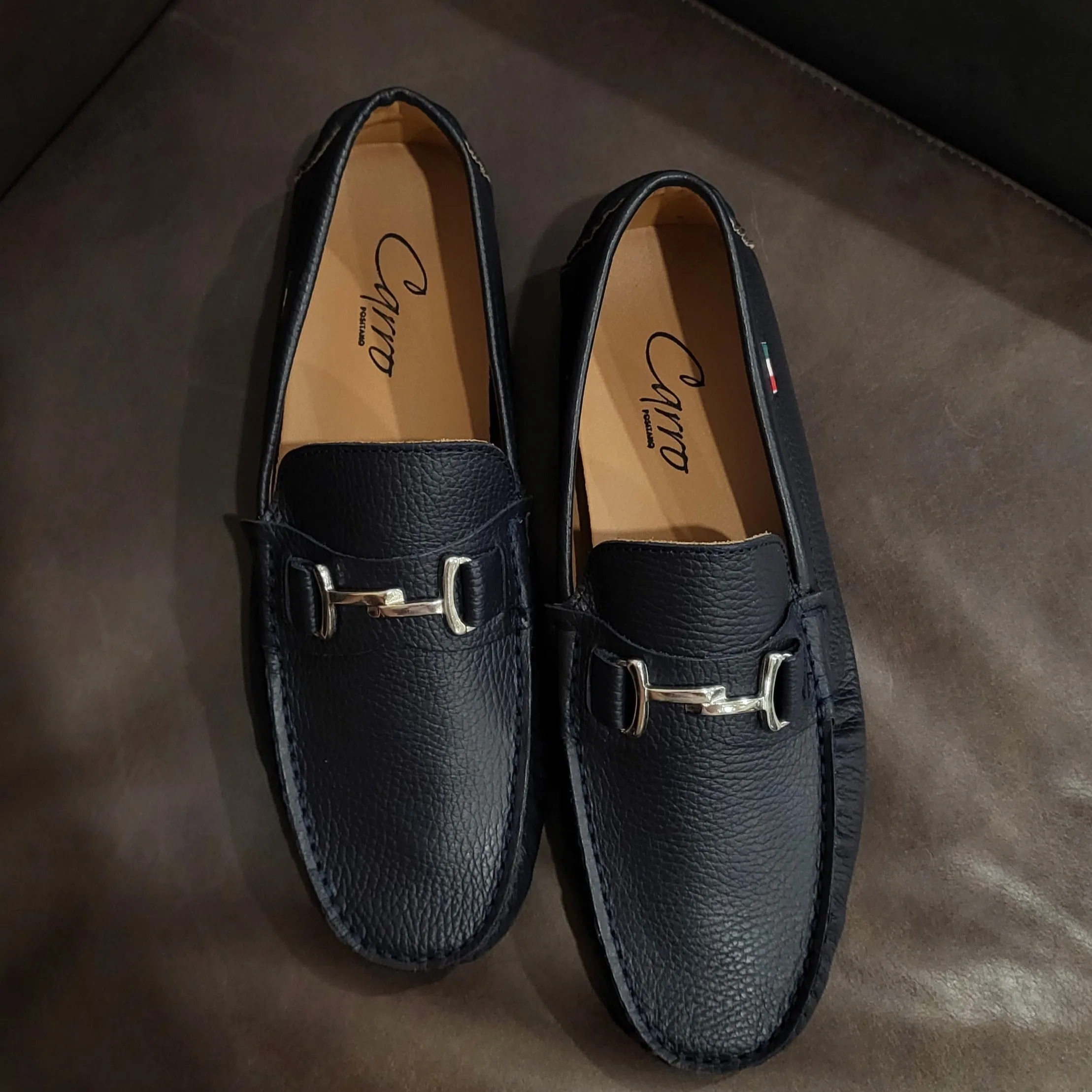 Carro Positano Mens Premium Italian handmade Leather Chain loafers
