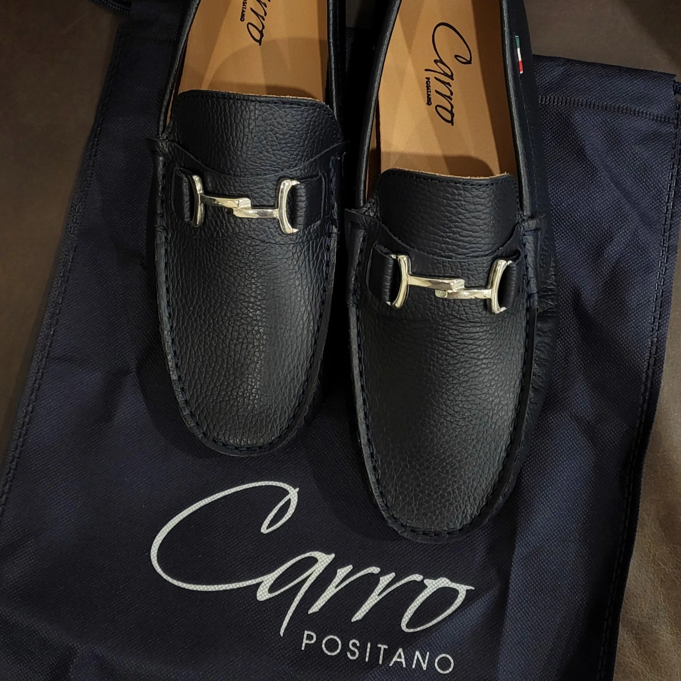 Carro Positano Mens Premium Italian handmade Leather Chain loafers