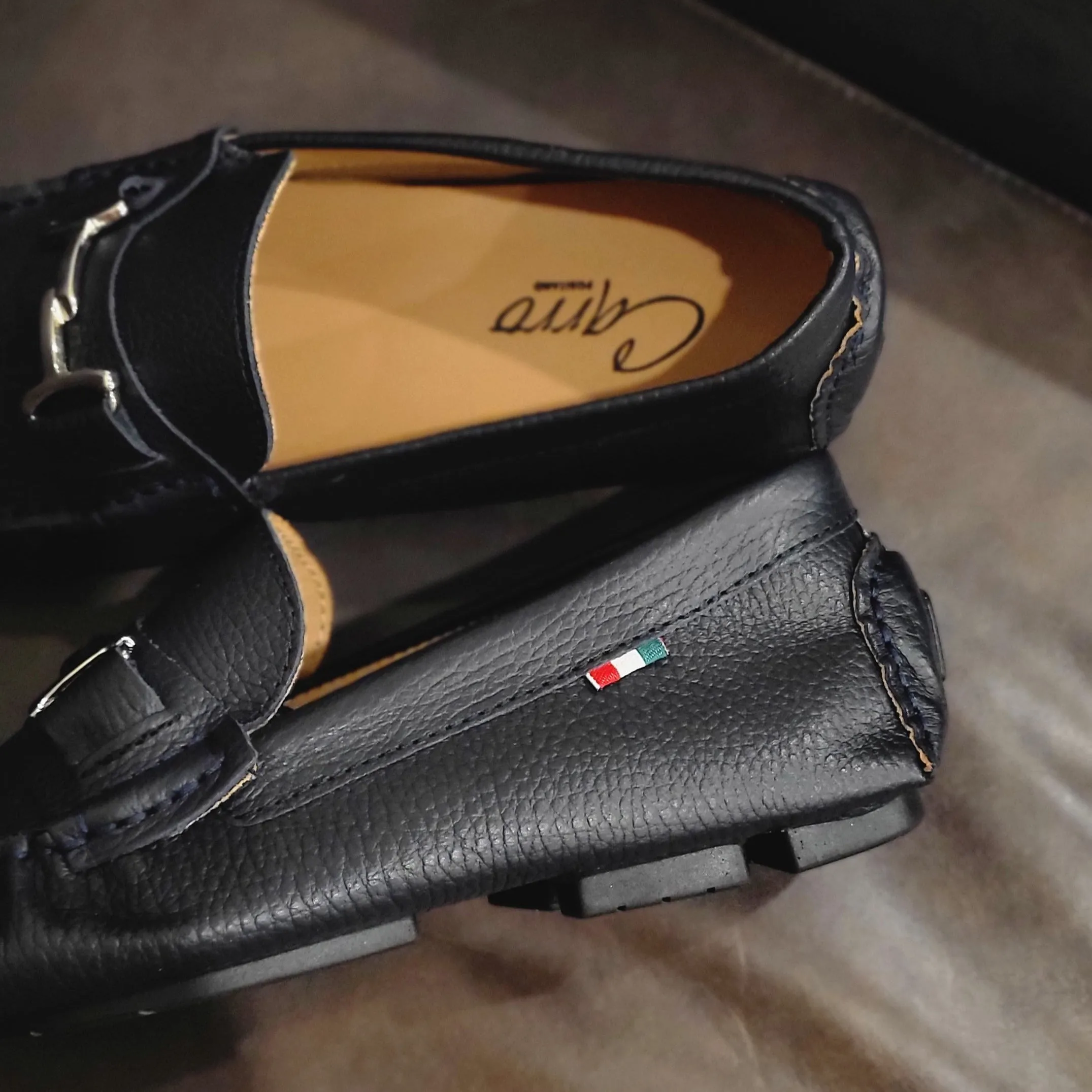Carro Positano Mens Premium Italian handmade Leather Chain loafers
