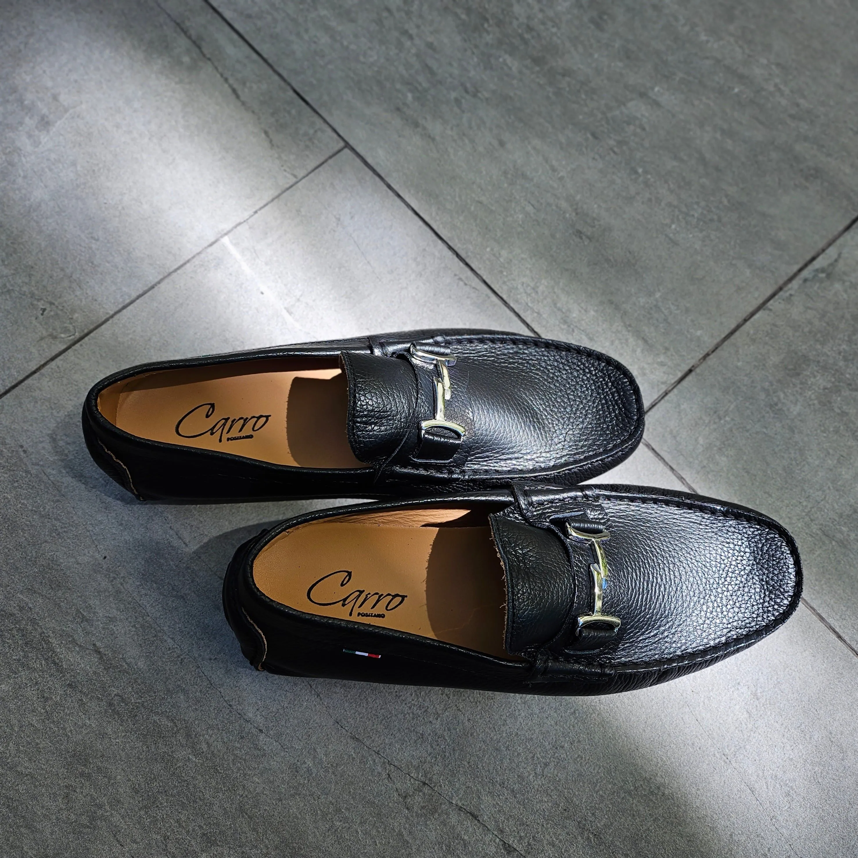 Carro Positano Mens Premium Italian handmade Leather Chain loafers