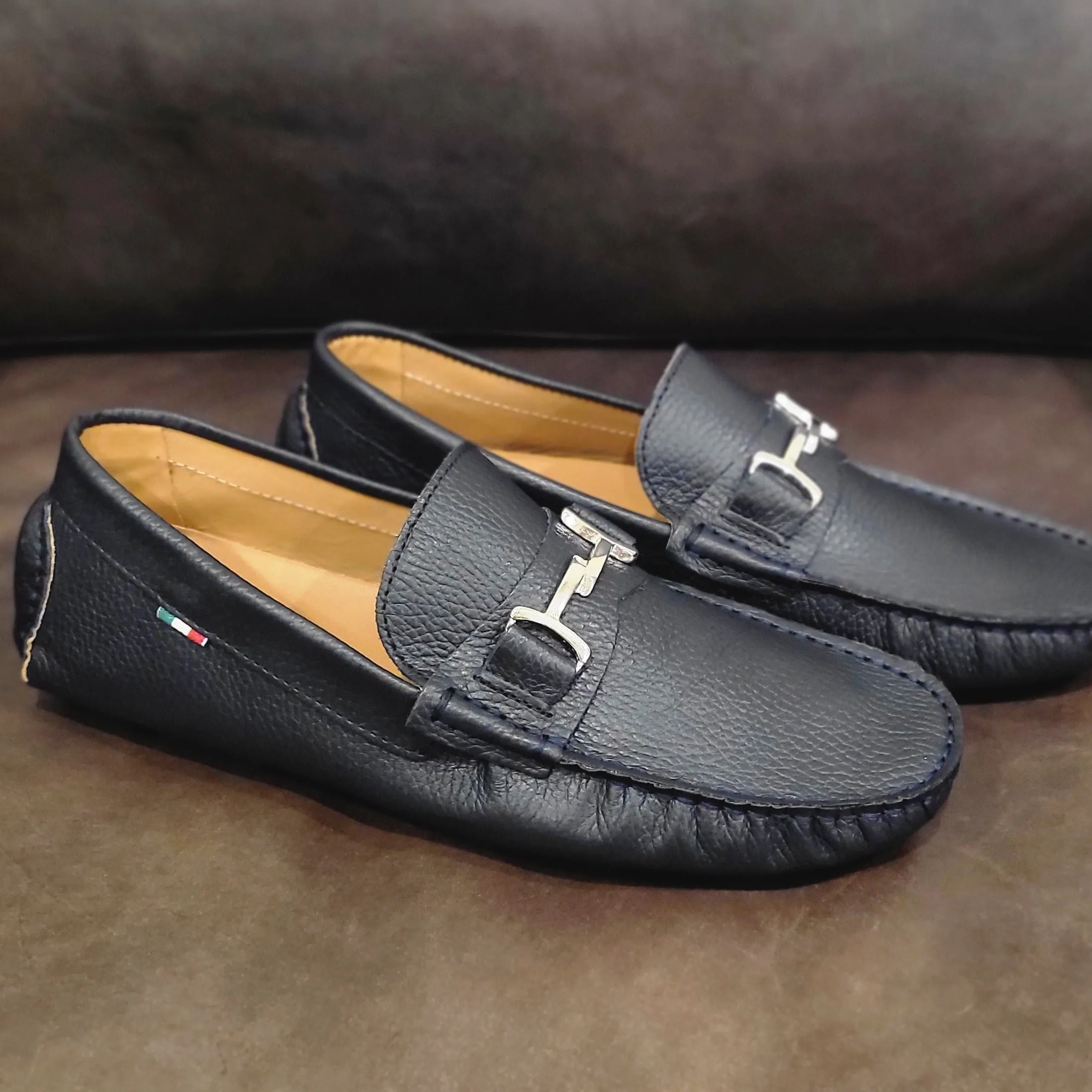 Carro Positano Mens Premium Italian handmade Leather Chain loafers