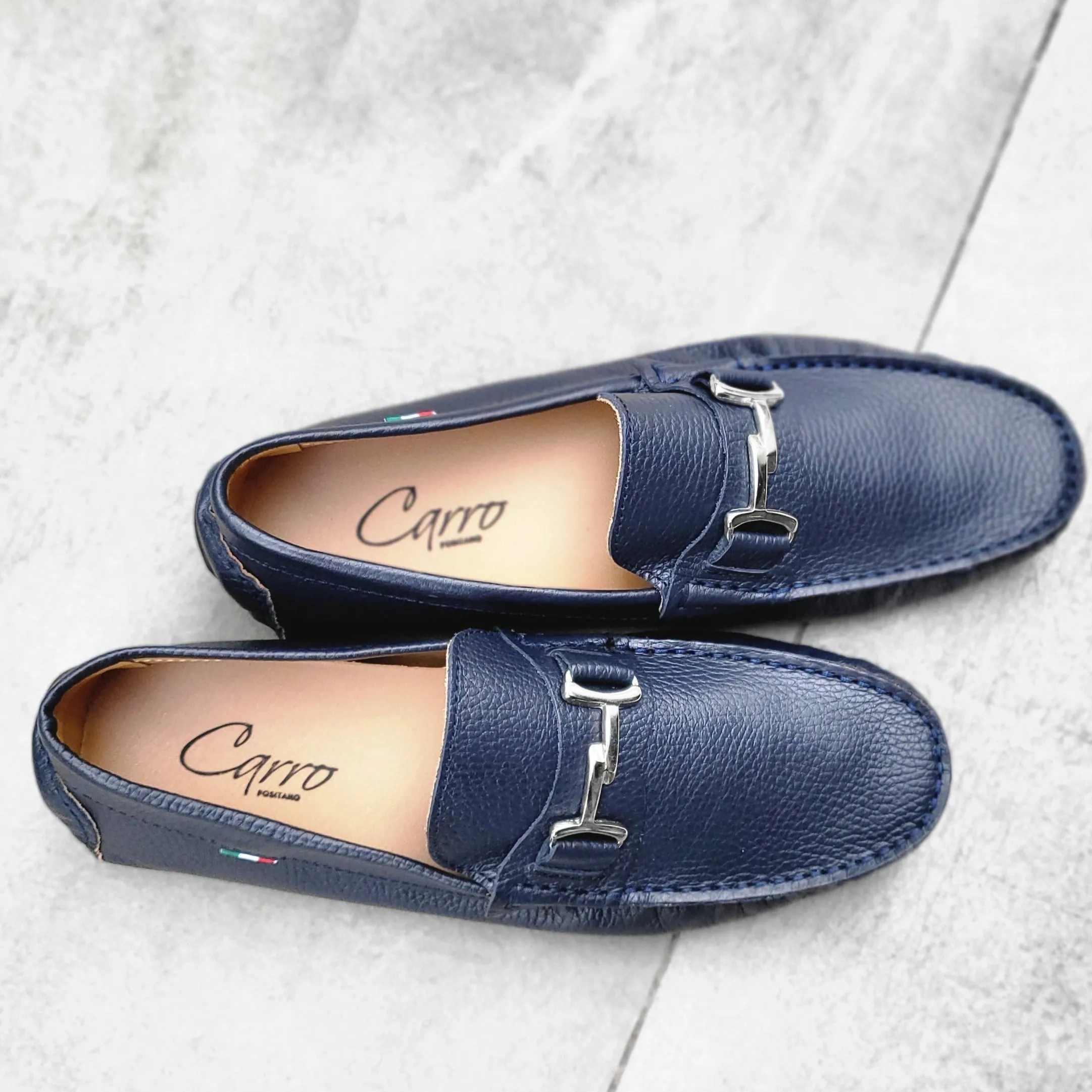 Carro Positano Mens Premium Italian handmade Leather Chain loafers