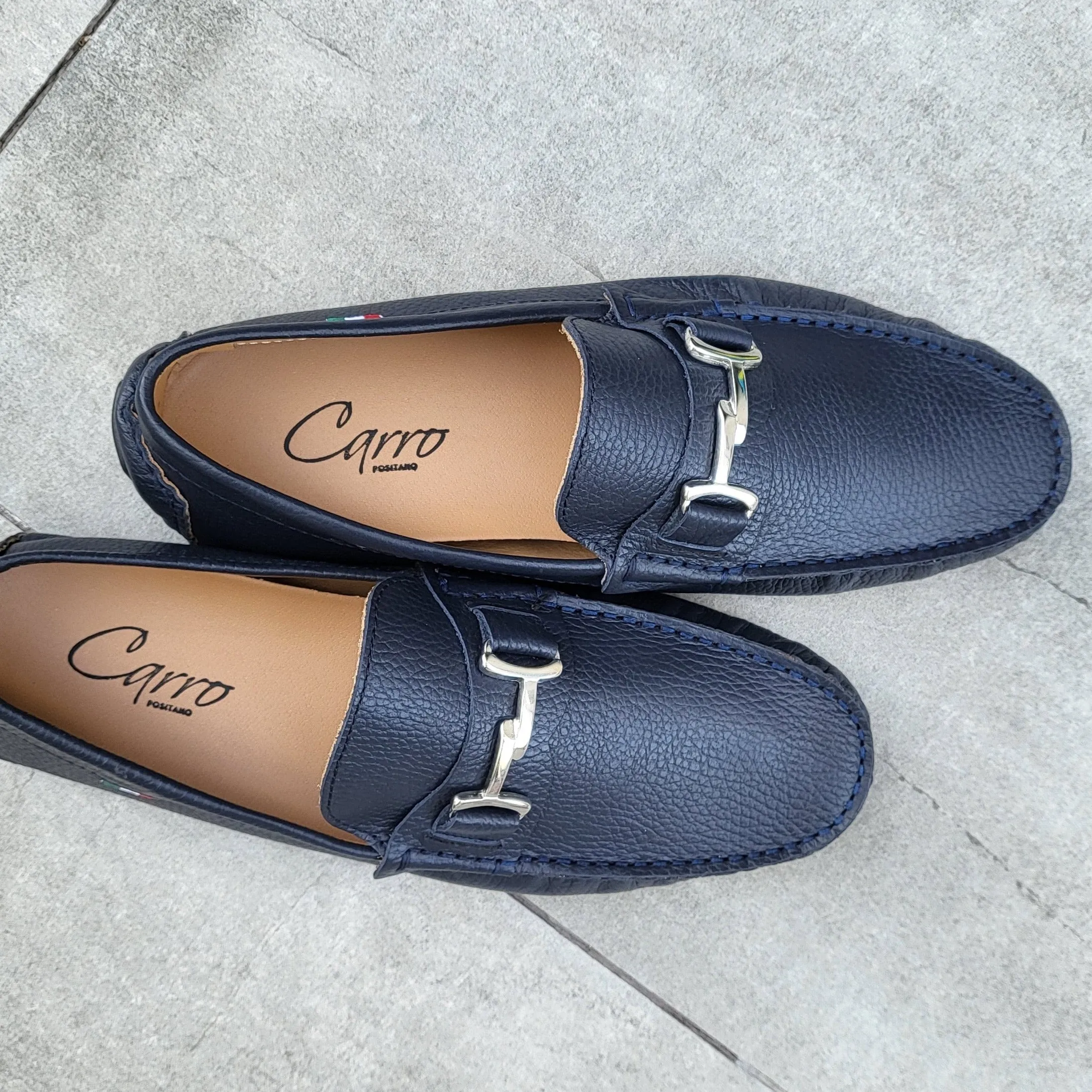 Carro Positano Mens Premium Italian handmade Leather Chain loafers