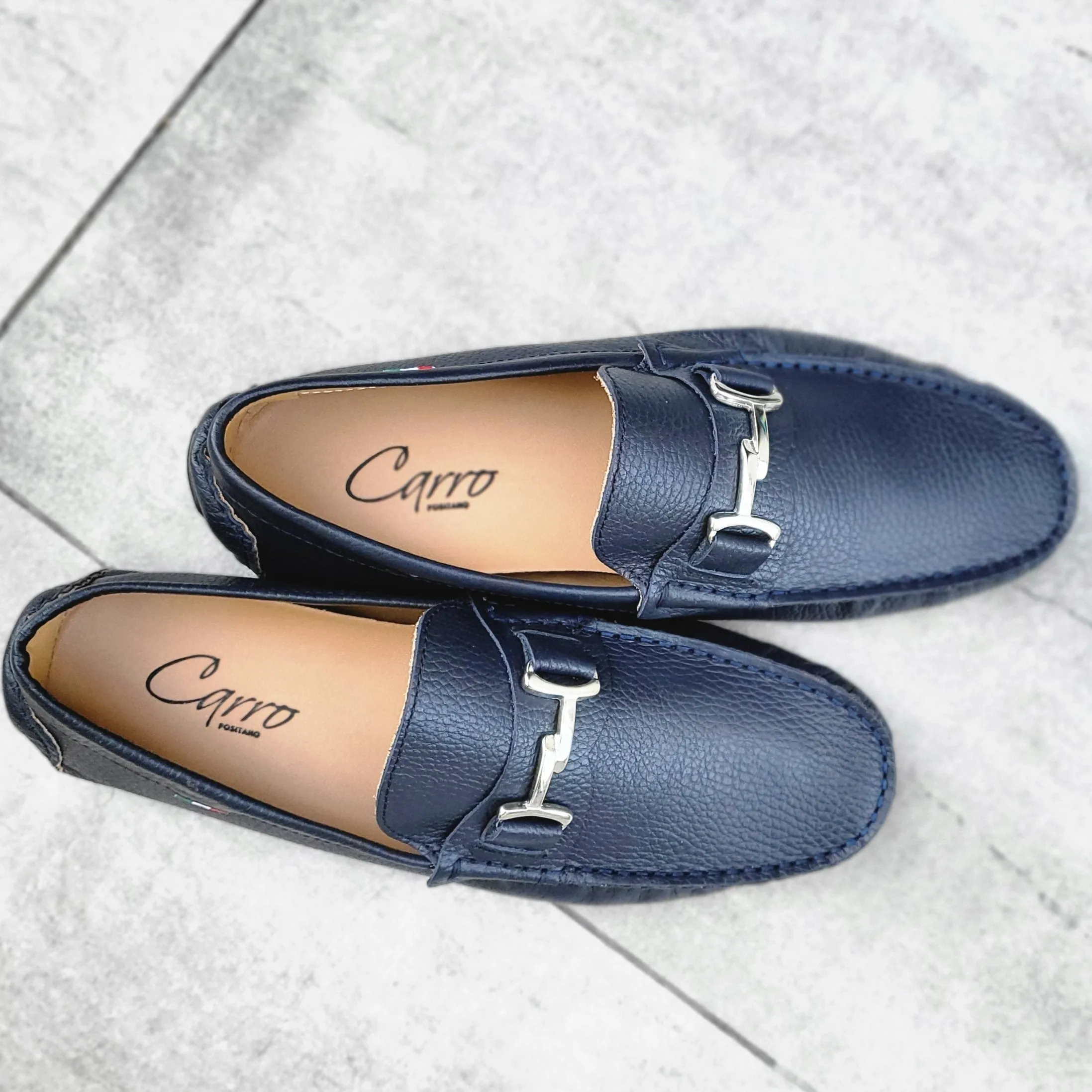 Carro Positano Mens Premium Italian handmade Leather Chain loafers