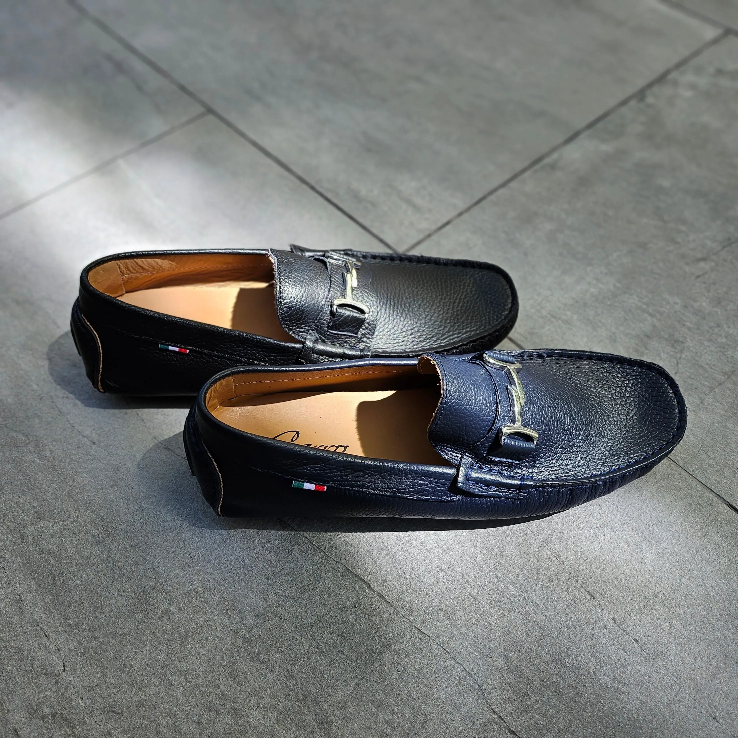 Carro Positano Mens Premium Italian handmade Leather Chain loafers