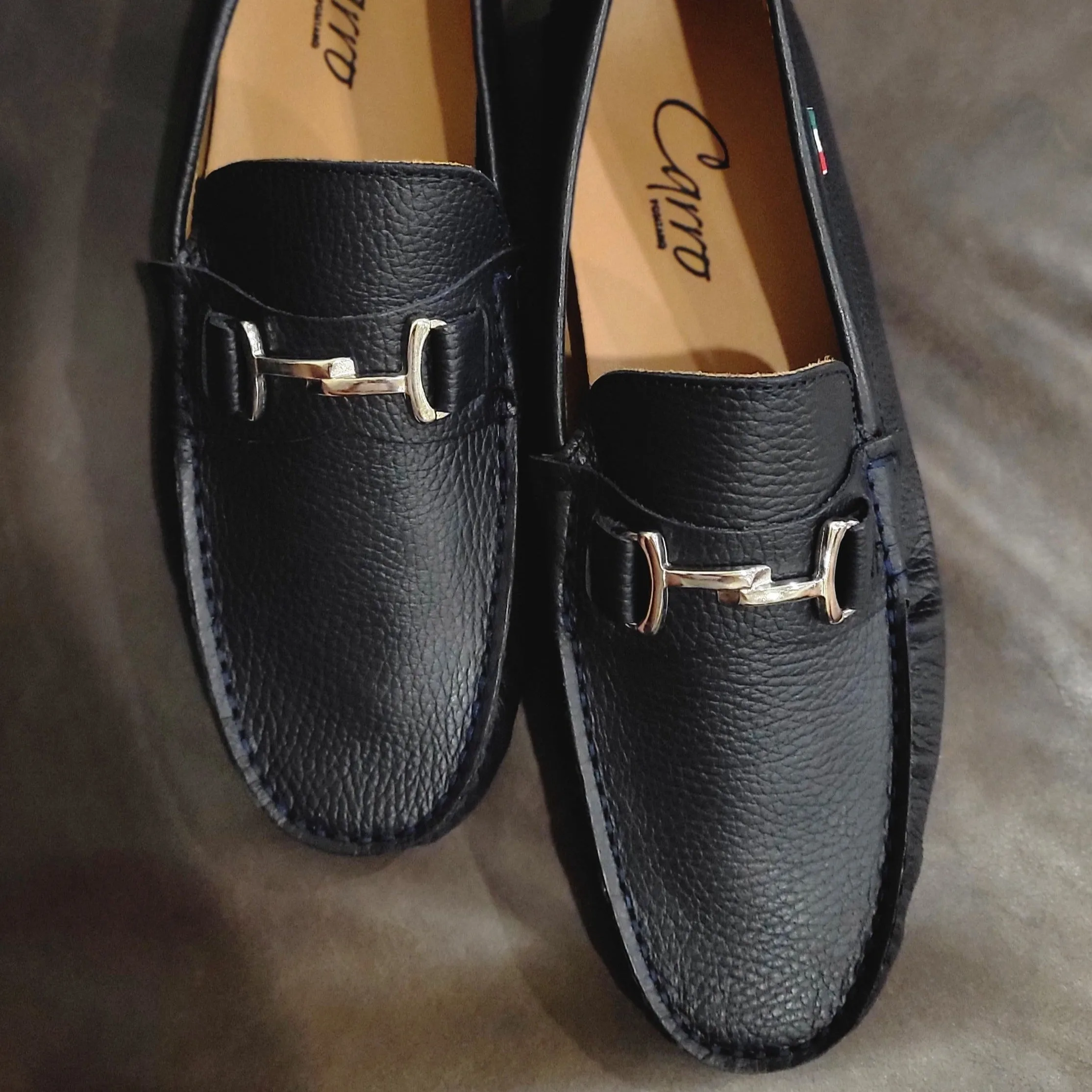 Carro Positano Mens Premium Italian handmade Leather Chain loafers