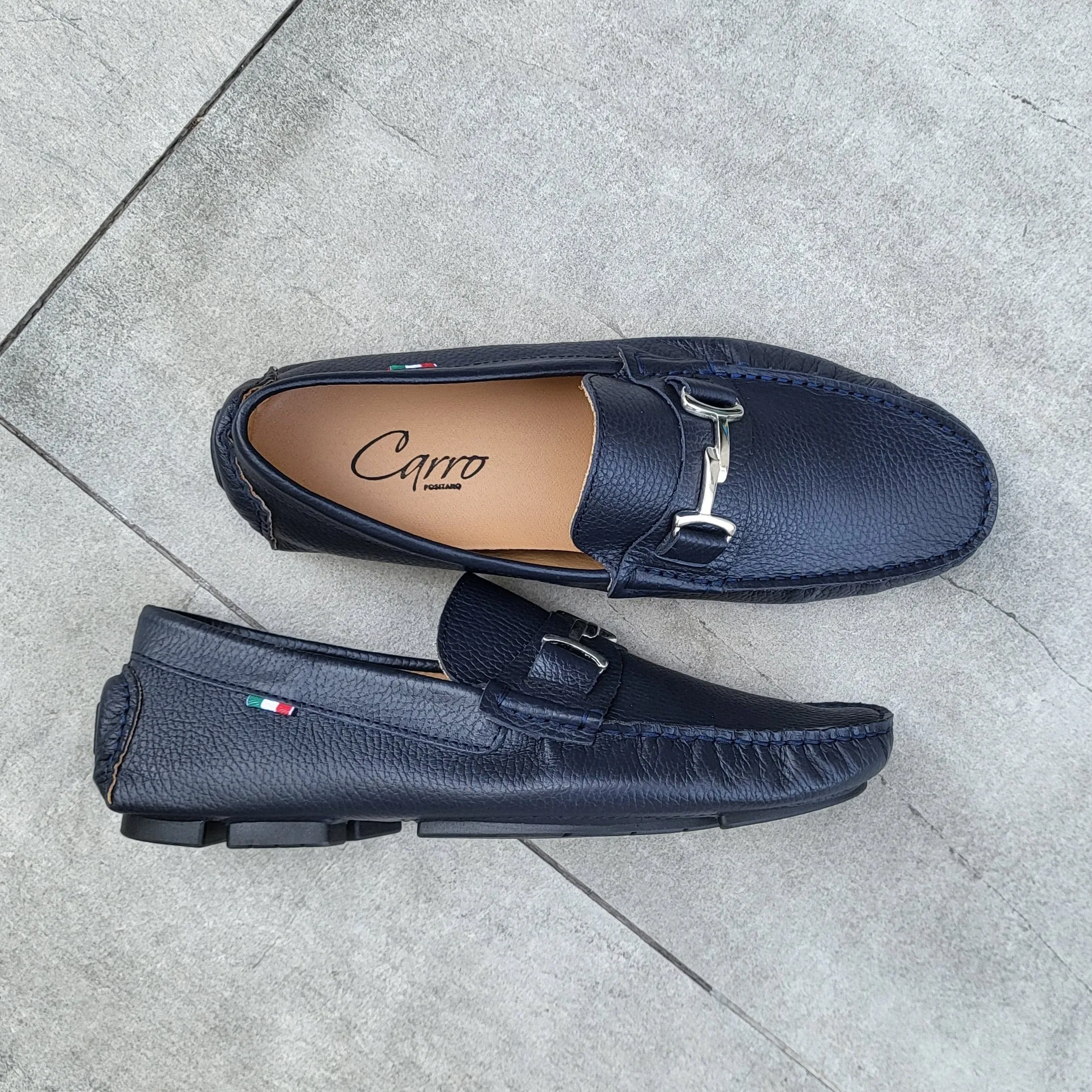 Carro Positano Mens Premium Italian handmade Leather Chain loafers