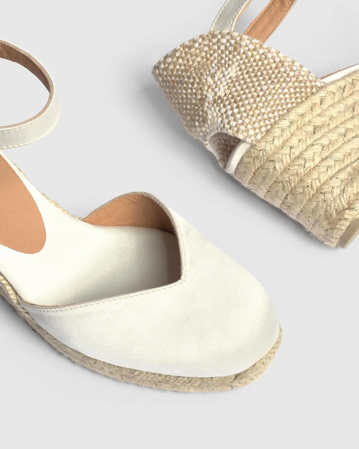 Chiarita White Canvas Espadrilles Wedge Sandals