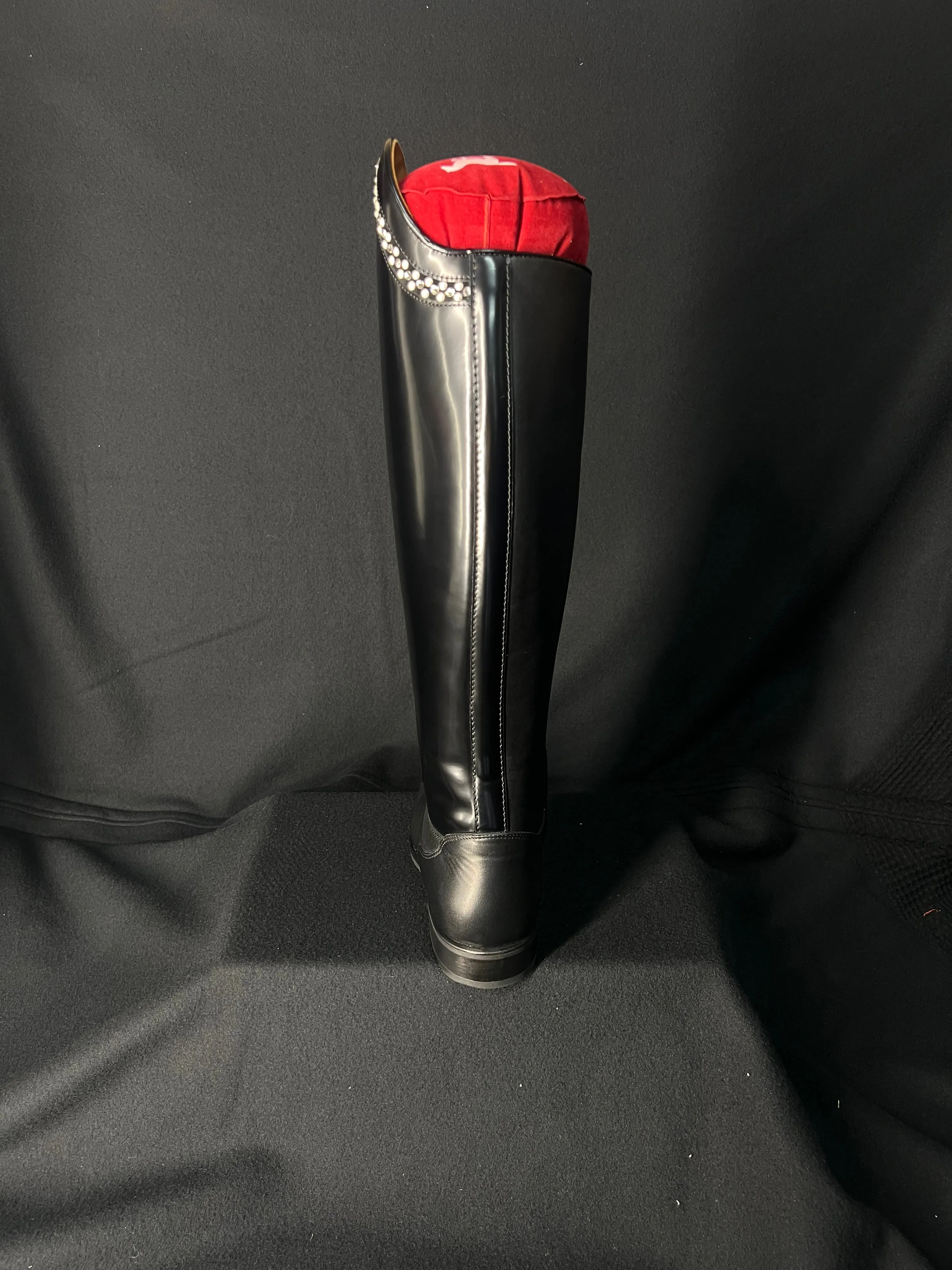 DeNiro Bellini Custom Dressage Boots Wrat & Brushed Black with Pearls and Crystals