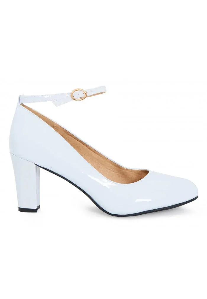Girls Ankle Strap Mid Block Heel Shoes