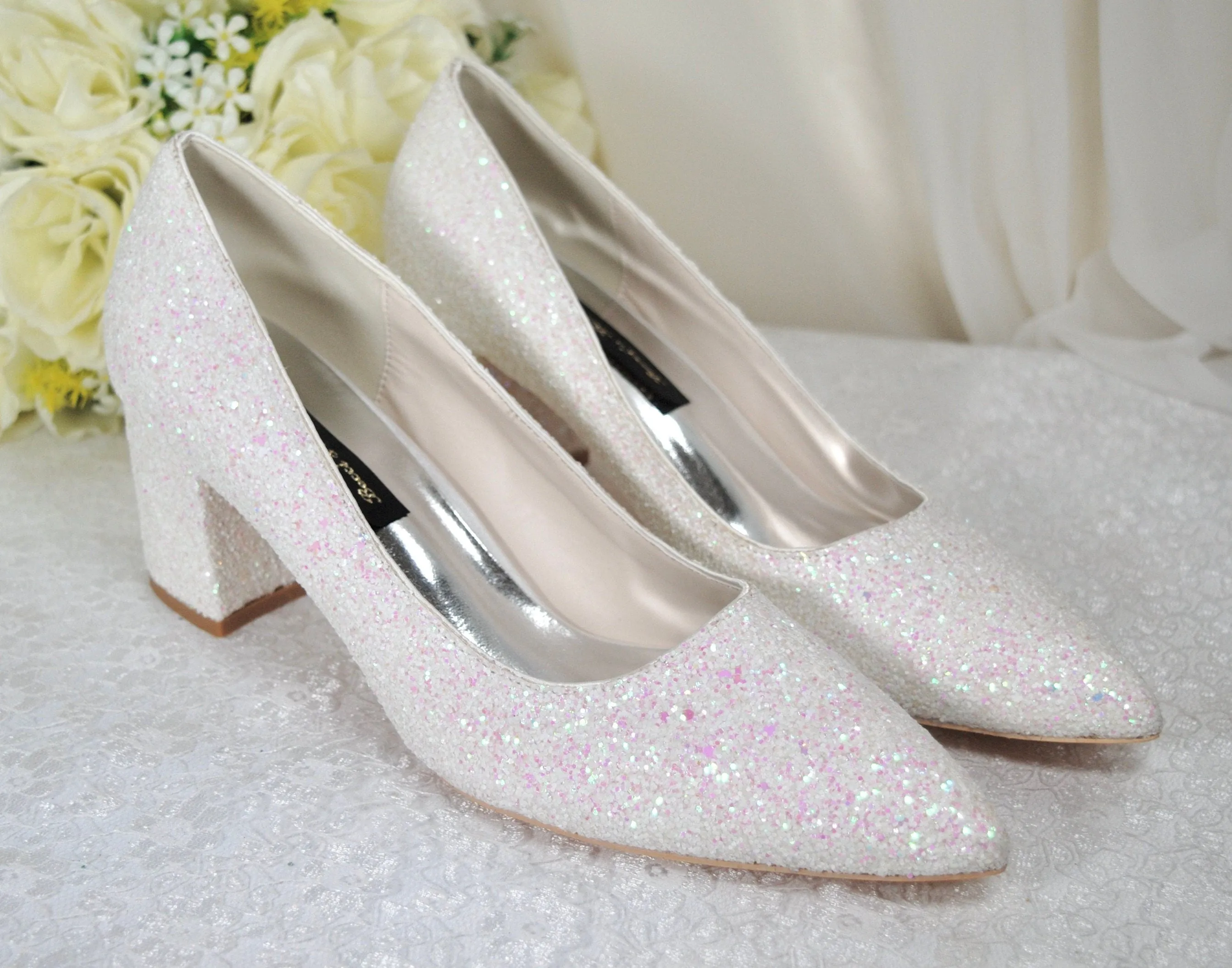 Glitter Wedding Shoes | 2 Inch Chunky Heel