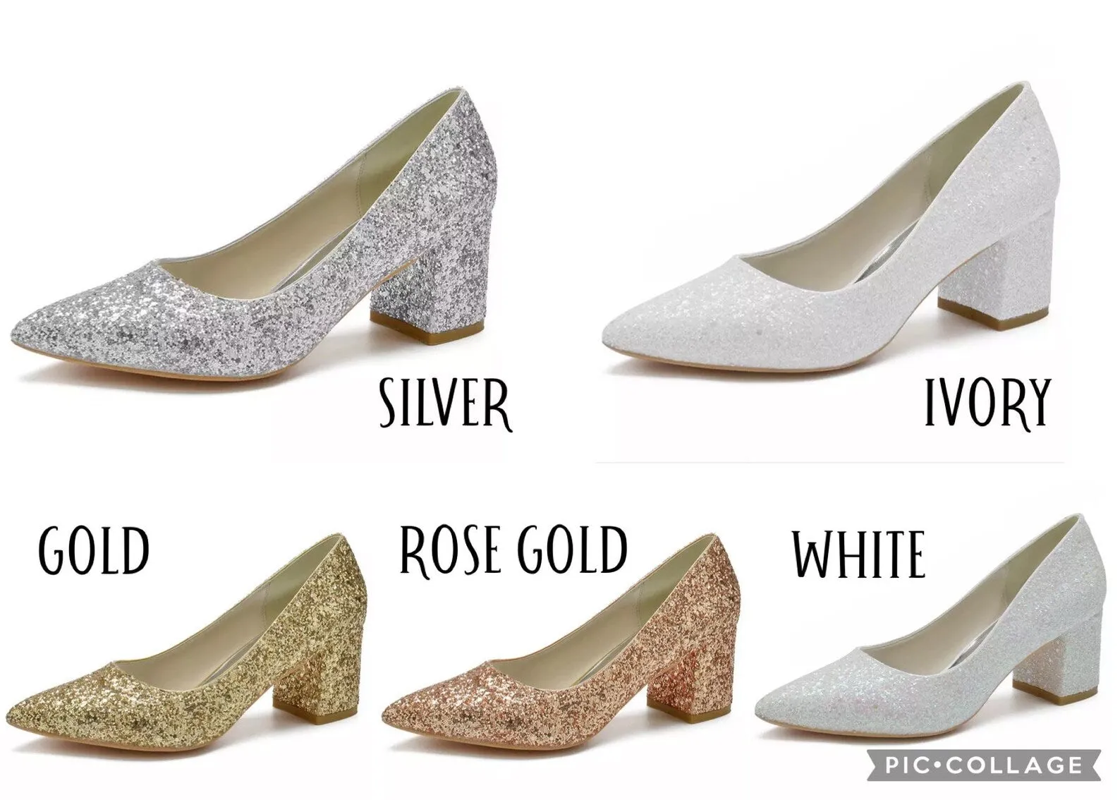 Glitter Wedding Shoes | 2 Inch Chunky Heel