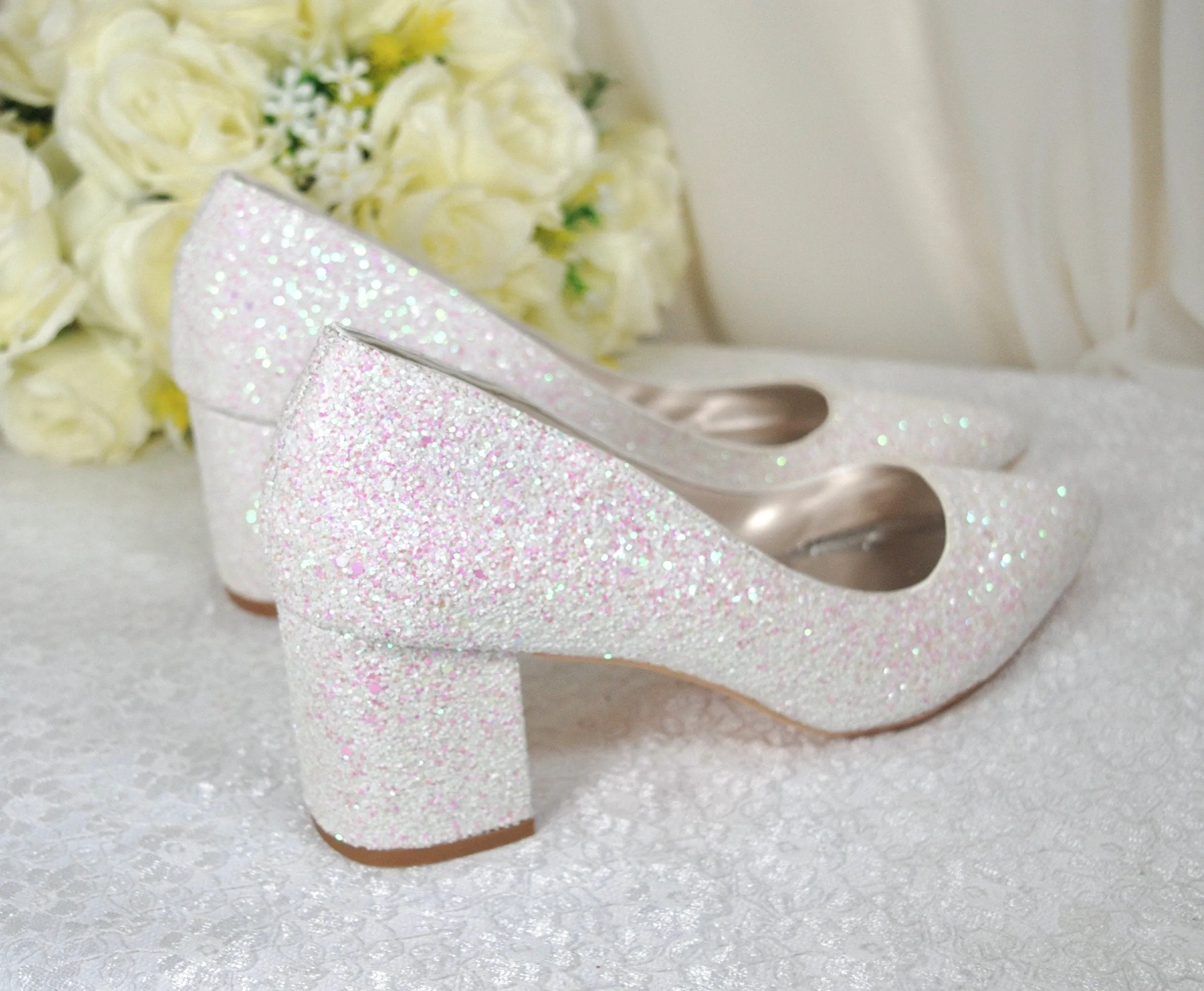 Glitter Wedding Shoes | 2 Inch Chunky Heel
