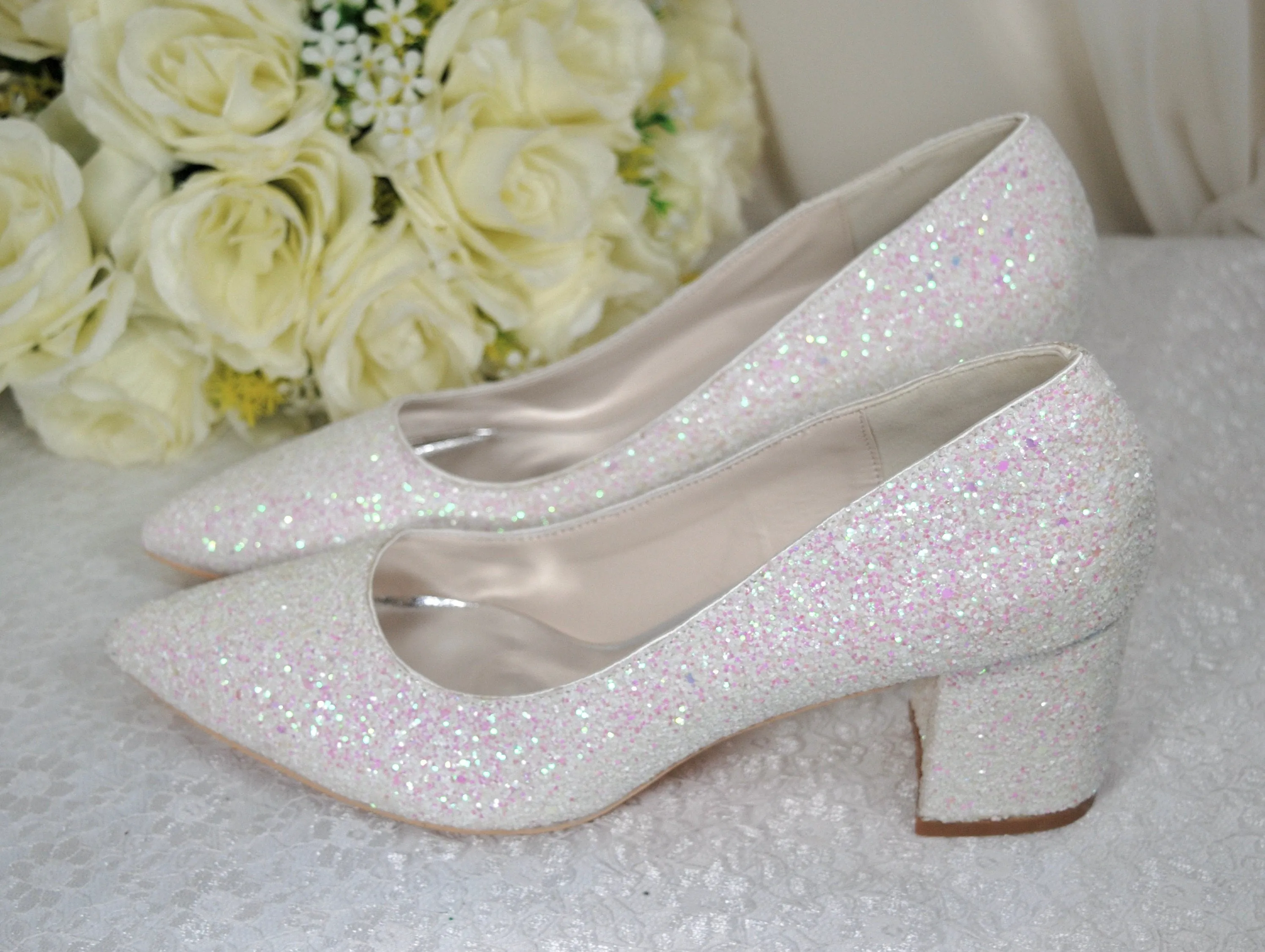 Glitter Wedding Shoes | 2 Inch Chunky Heel