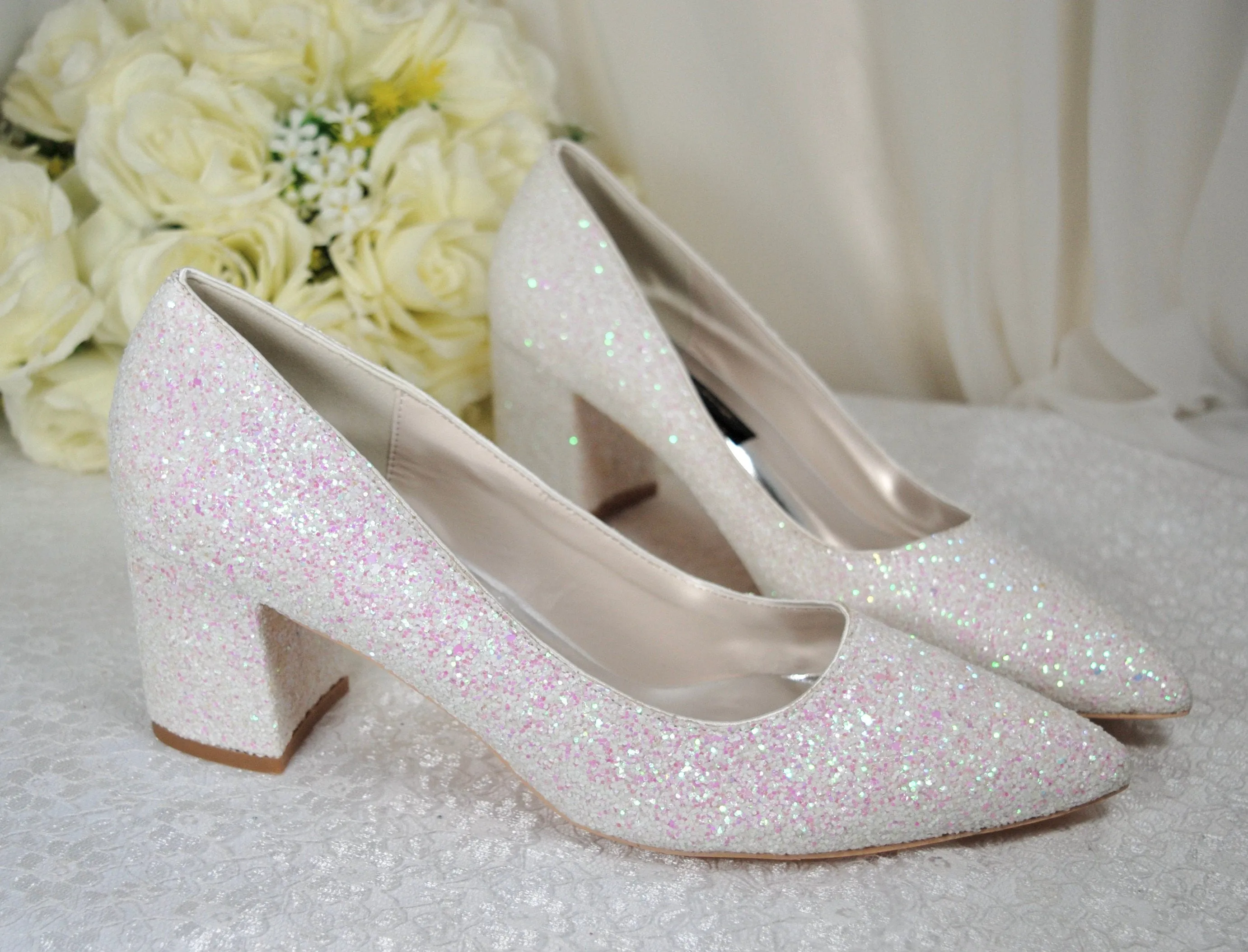 Glitter Wedding Shoes | 2 Inch Chunky Heel