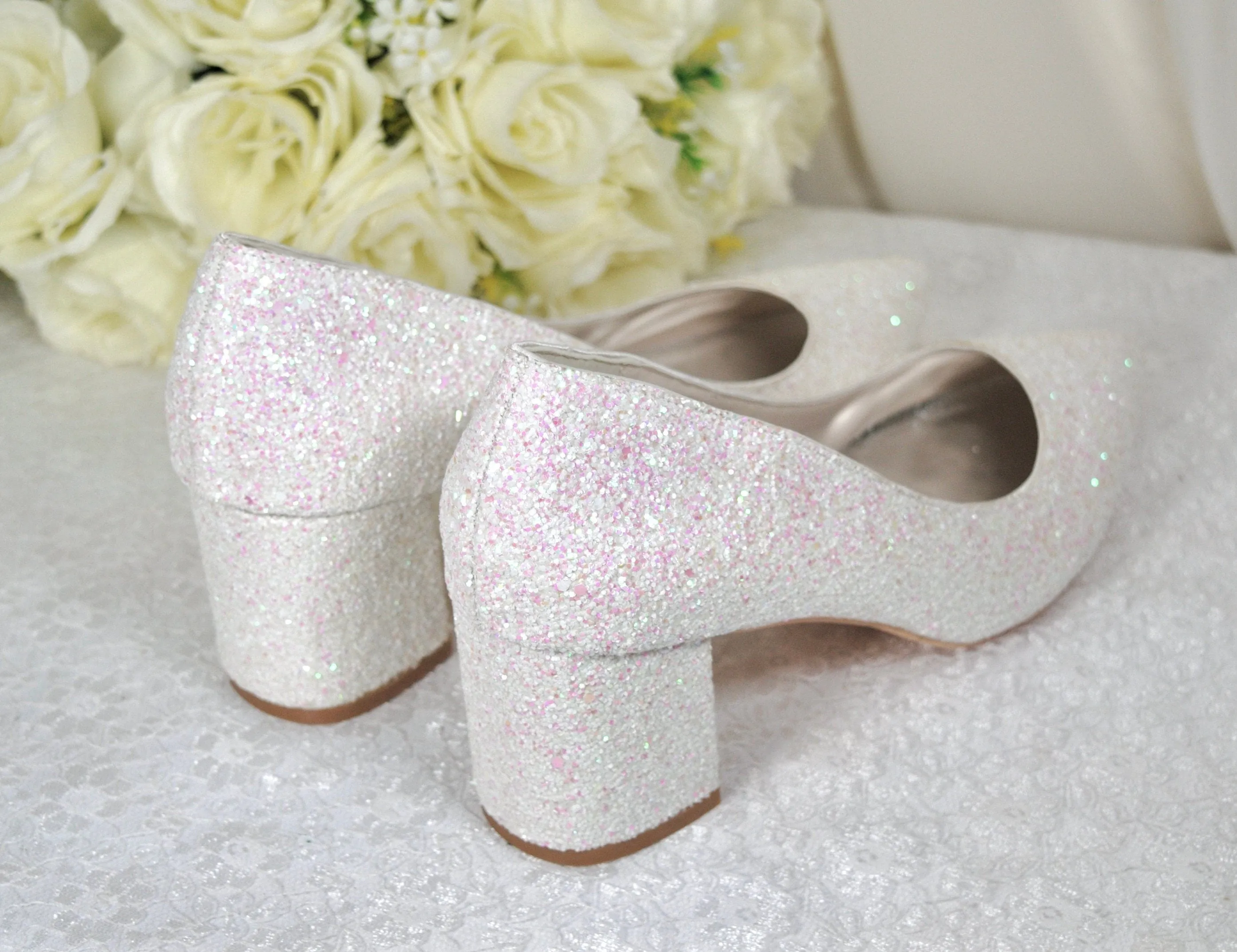 Glitter Wedding Shoes | 2 Inch Chunky Heel