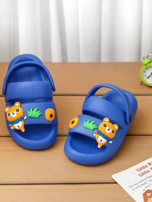 Kids' Adventure-Charm Teddy Themed Sling Back Sandals, Blue
