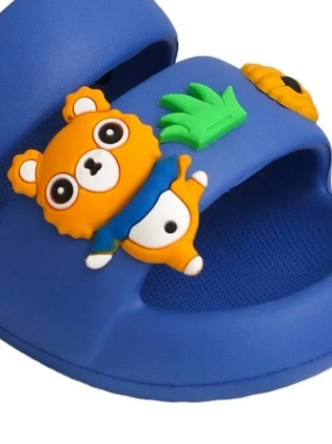 Kids' Adventure-Charm Teddy Themed Sling Back Sandals, Blue