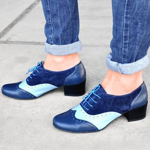 Leather and Suede Oxford Wingtip Shoe