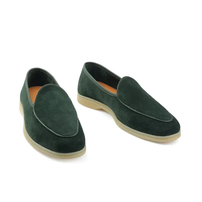 Lorenzo Belgian Loafer - Castorino Suede Bottle Green Unlined Flex