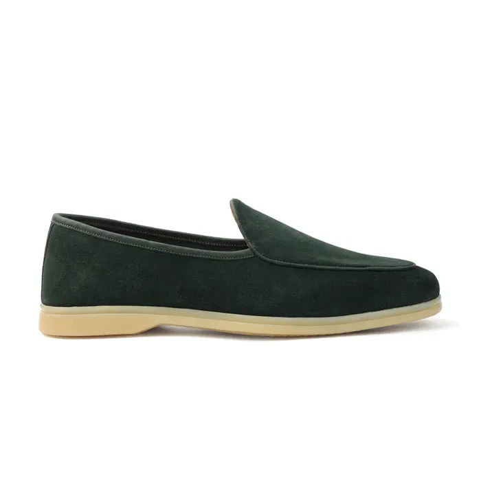 Lorenzo Belgian Loafer - Castorino Suede Bottle Green Unlined Flex