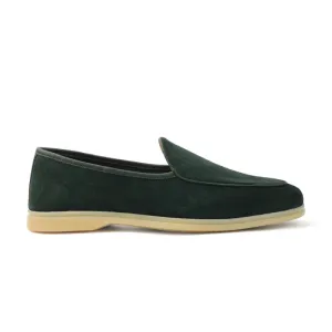 Lorenzo Belgian Loafer - Castorino Suede Bottle Green Unlined Flex