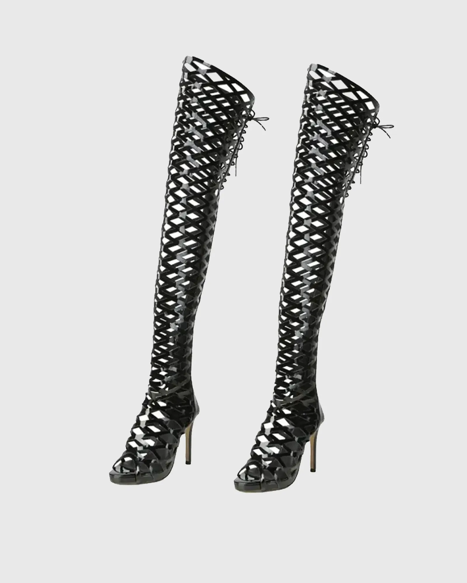 Maison Lace Up Net Hollow Boots