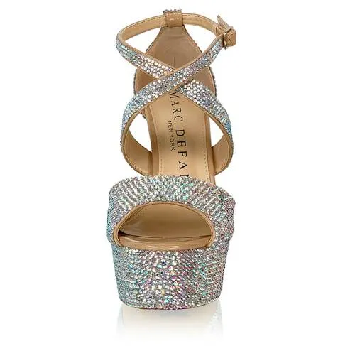 Marc Defang LEANNA 6" Platform Pageant Heels Prom Shoes AB Crystal