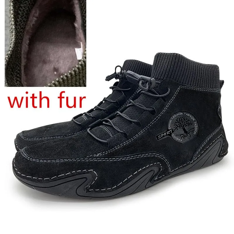 Men's Sneakers Cow Suede Leather - Fashionable Slip-On Loafers for Driving 👟✨