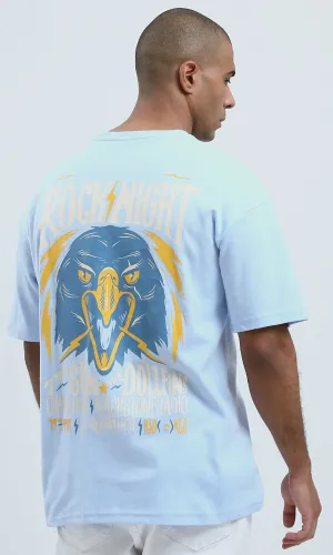 O191634 Slip On Casual Tee With Front & Back Print - Aqua