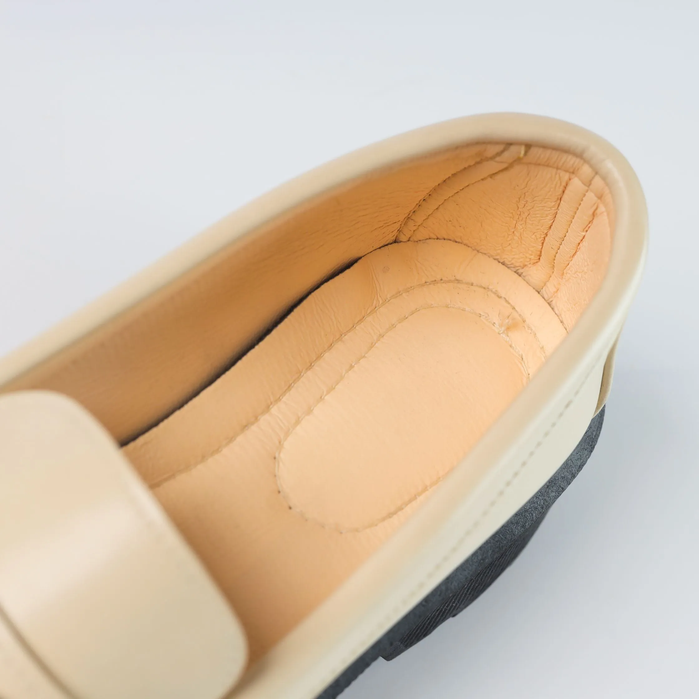Quality Leather Chunky Loafers - Beige