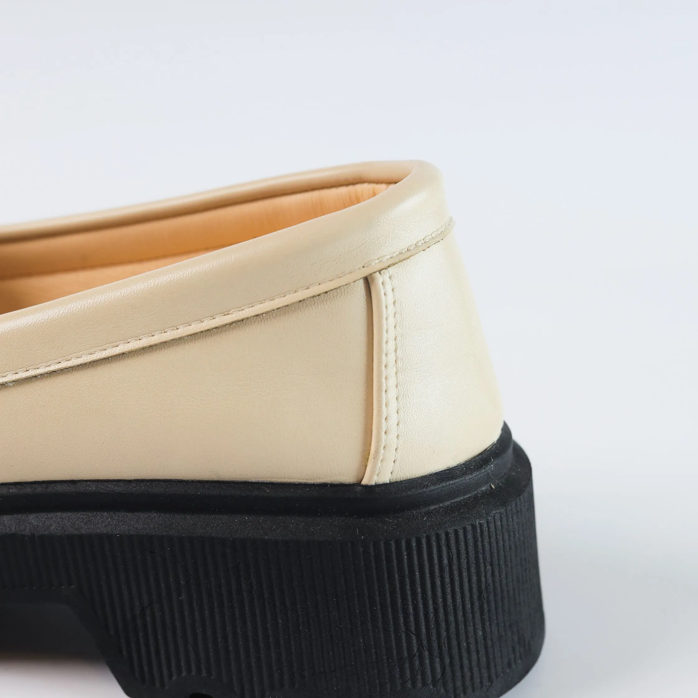 Quality Leather Chunky Loafers - Beige